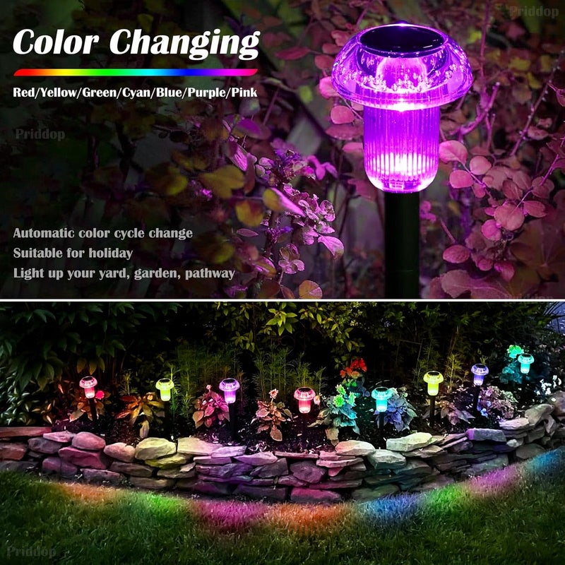 Priddop Solar Lights Outdoor Pathway Waterproof 8 Pack Color Changing LED Acrylic Mushroom Decorative Garden Lights for Yard Landscape Patio Outside Decorations - Image 5